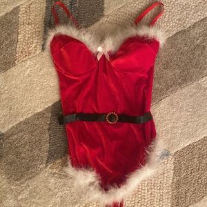NEW! Sexy Santa lingerie bodysuit costume Xmas cosplay 36C